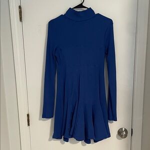 Anthropologie Long Sleeve Flared Dress in Royal Blue